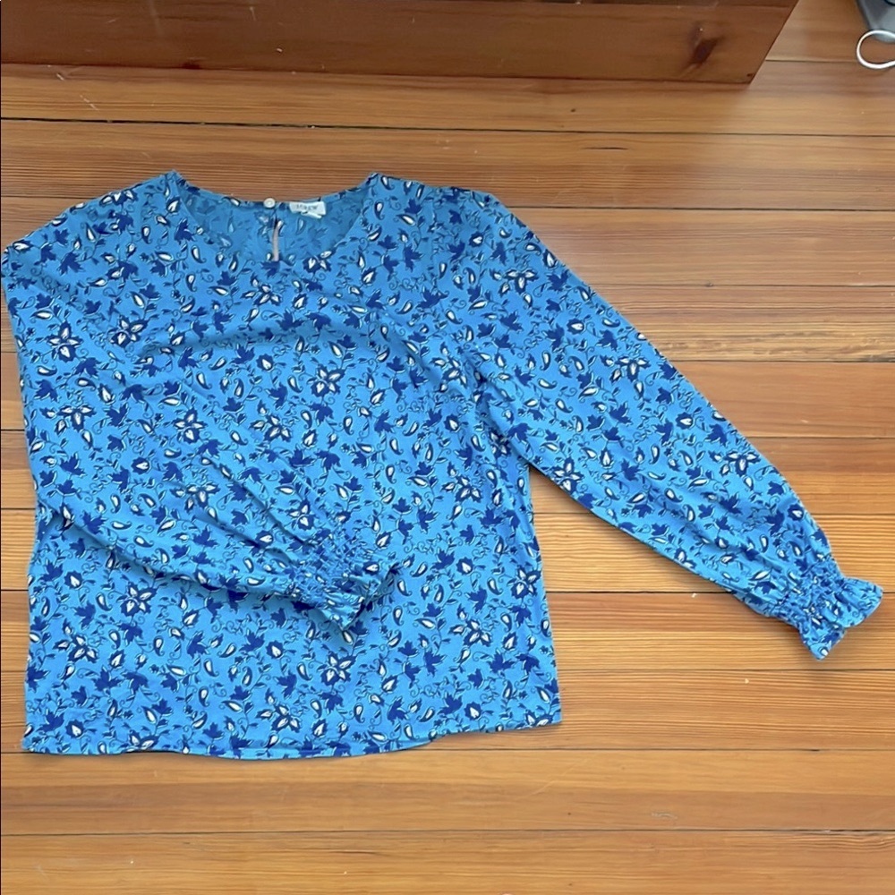 EUC J Crew Factory floral peasant blouse size M